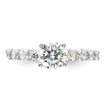Sterling Silver Pure Fire Rhodium Plated Polished & Cz Ring