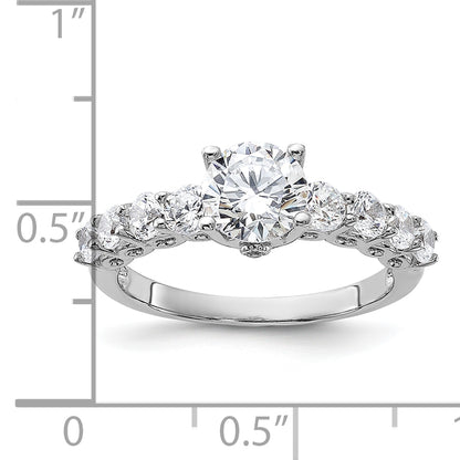 Sterling Silver Pure Fire Rhodium Plated Polished & Cz Ring