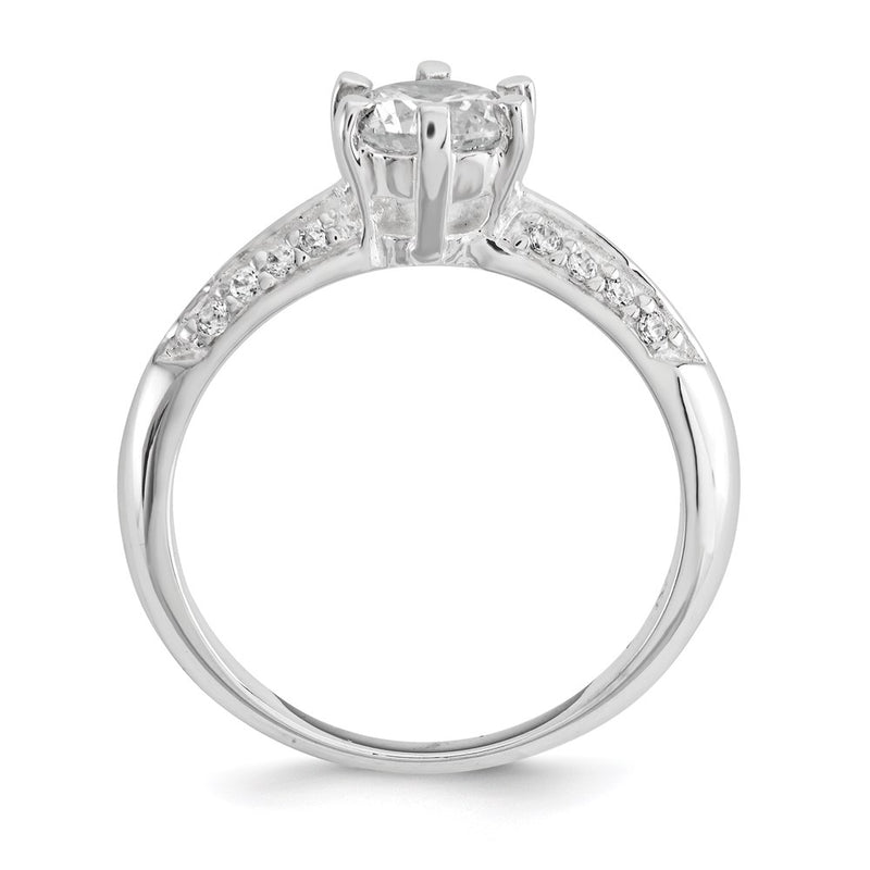 Sterling Silver Polished Cz 6 Prong Ring (Size 8 Only)