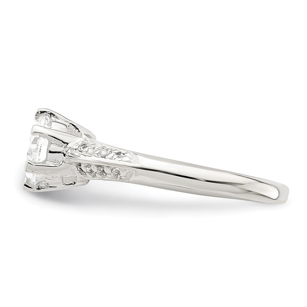 Sterling Silver Polished Cz 6 Prong Ring (Size 8 Only)