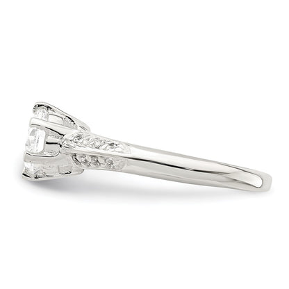 Sterling Silver Polished Cz 6 Prong Ring (Size 8 Only)