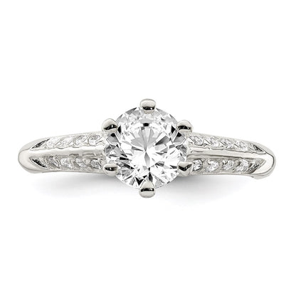Sterling Silver Polished Cz 6 Prong Ring (Size 8 Only)