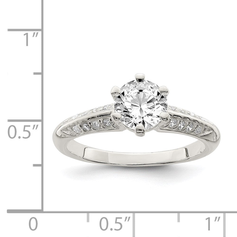 Sterling Silver Polished Cz 6 Prong Ring (Size 8 Only)