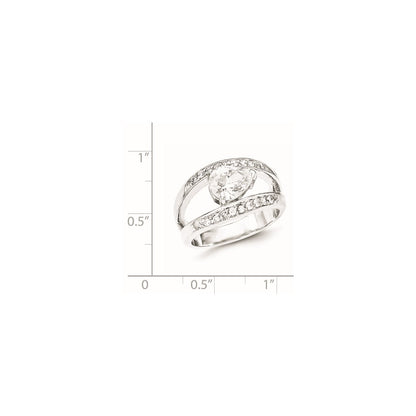 Sterling Silver Polished Rhodium Plating Pear Shape Cz Ring (Size 7 Only)