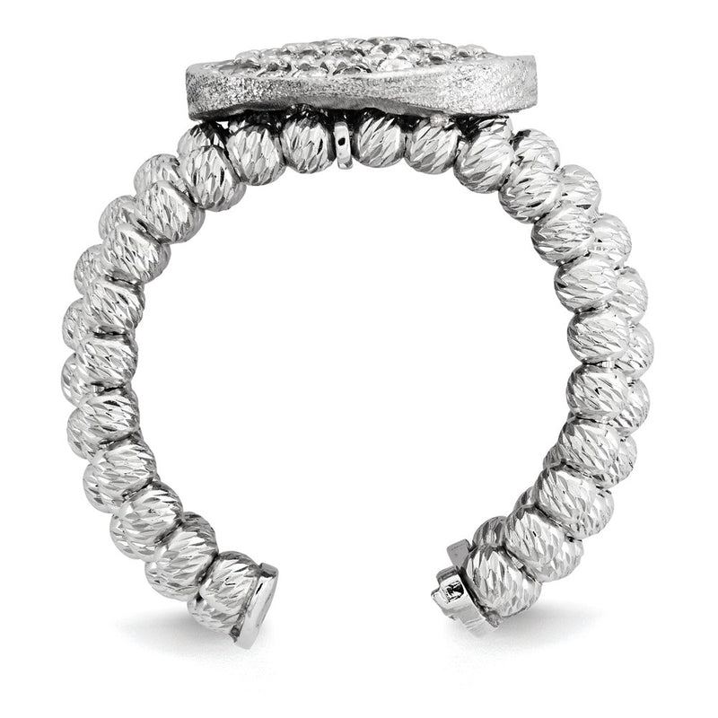 Sterling Silver Rhodium Plated 5 Strand Beaded Crystal Ring