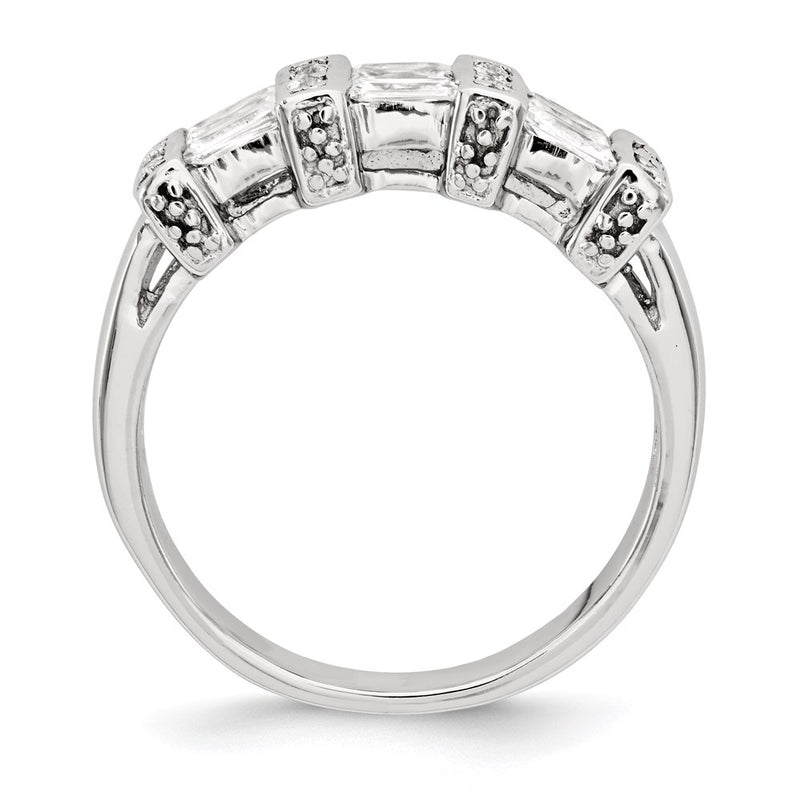 Sterling Silver Polished Rhodium Plating Cz Ring