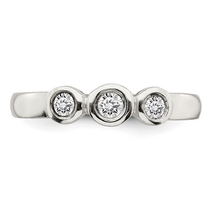 Sterling Silver Polished Cz Ring