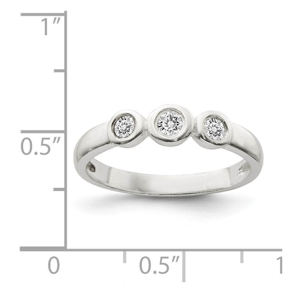 Sterling Silver Polished Cz Ring