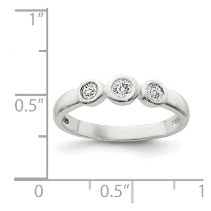 Sterling Silver Polished Cz Ring