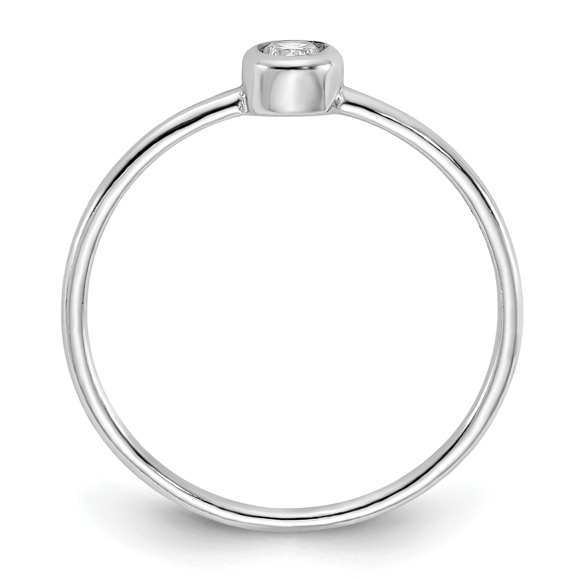 Sterling Silver Rhodium Plated Polished Cz Circle Ring