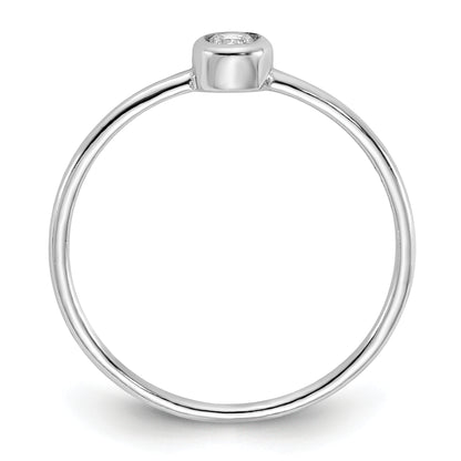 Sterling Silver Rhodium Plated Polished Cz Circle Ring