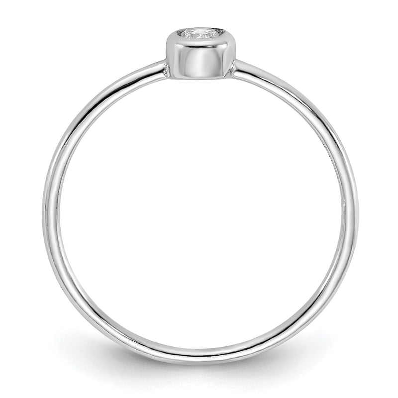 Sterling Silver Rhodium Plated Polished Cz Circle Ring