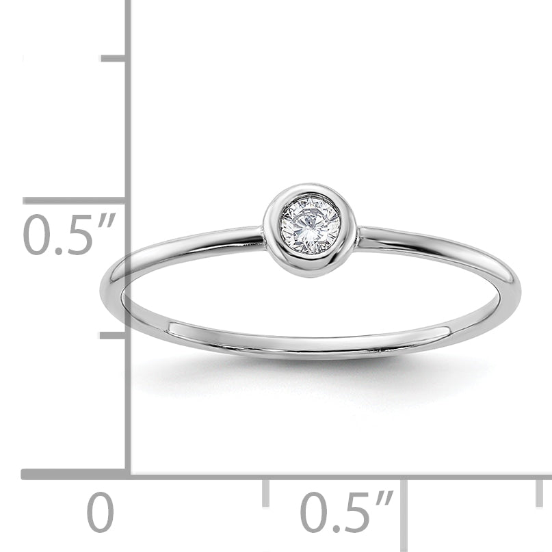 Sterling Silver Rhodium Plated Polished Cz Circle Ring