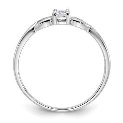 Sterling Silver Rhodium Plated And Cz Ring