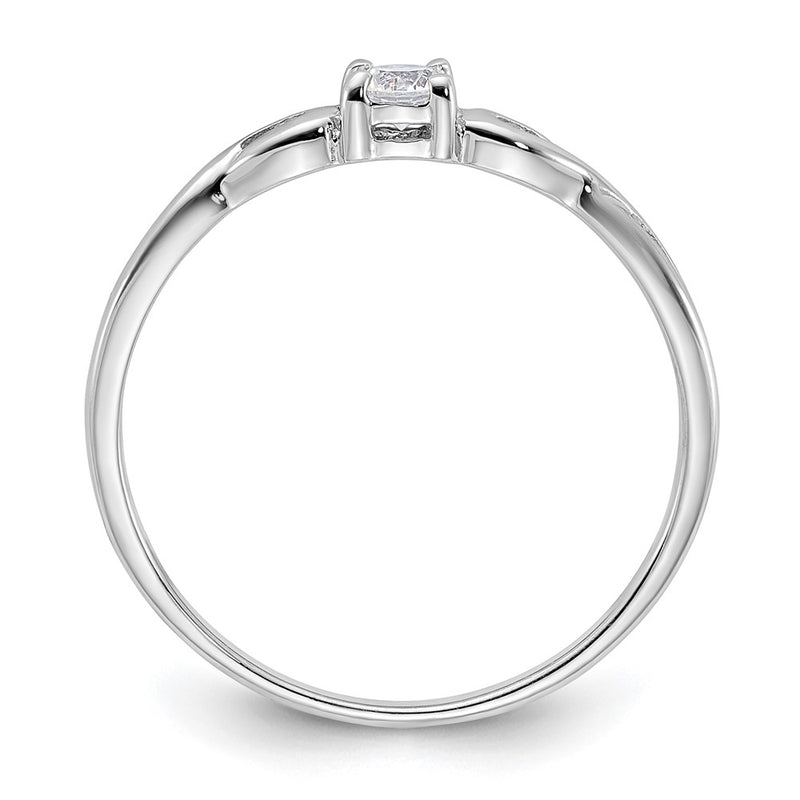 Sterling Silver Rhodium Plated And Cz Ring