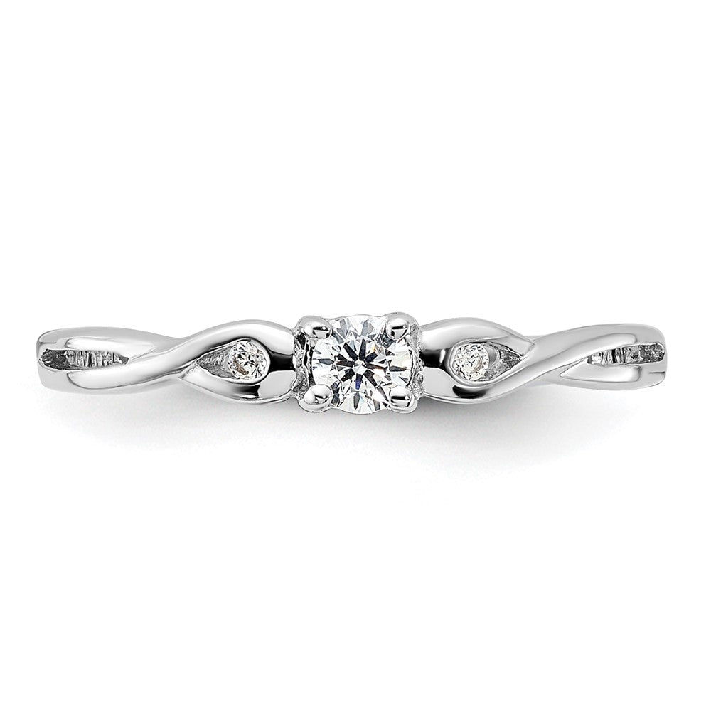 Sterling Silver Rhodium Plated And Cz Ring