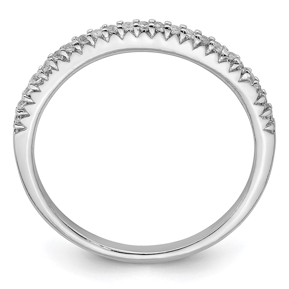 Sterling Silver Rhodium Plated Polished Cz Ring