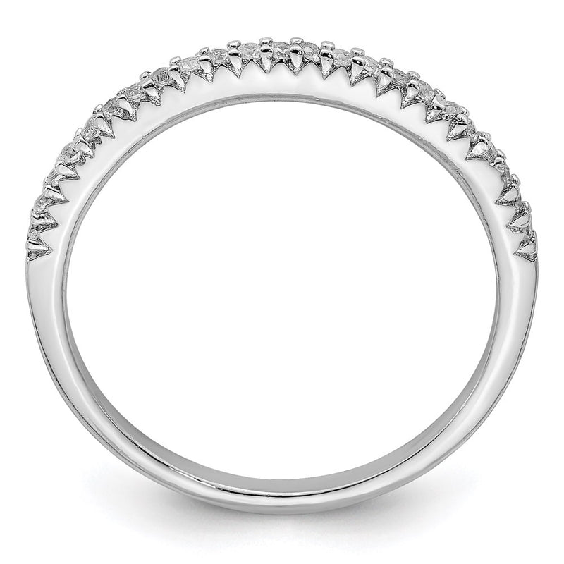 Sterling Silver Rhodium Plated Polished Cz Ring