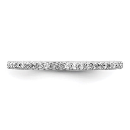 Sterling Silver Rhodium Plated Polished Cz Ring