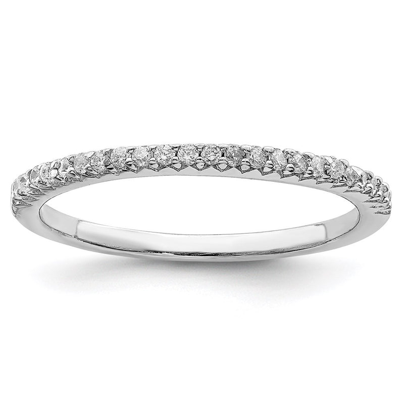 Sterling Silver Rhodium Plated Polished Cz Ring