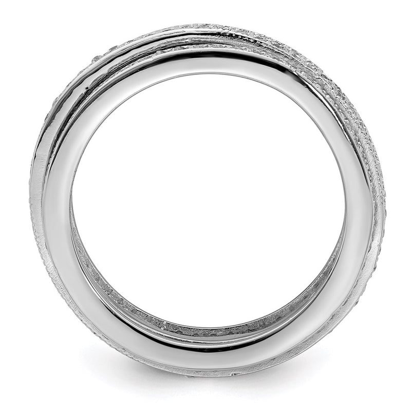 Sterling Silver Polished Rhodium Plated Cz Pav‚Äö Eternity Motion Ring
