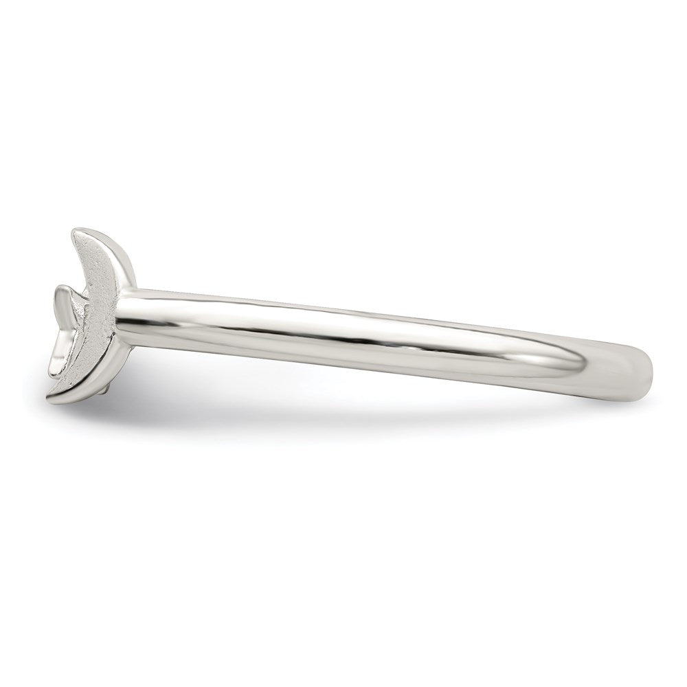 Sterling Silver Polished Half Moon And Star Adjustable Ring
