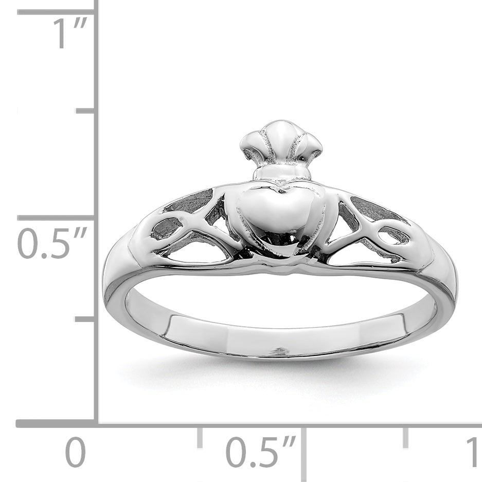 Sterling Silver Rhodium Plated Polished Celtic Ring