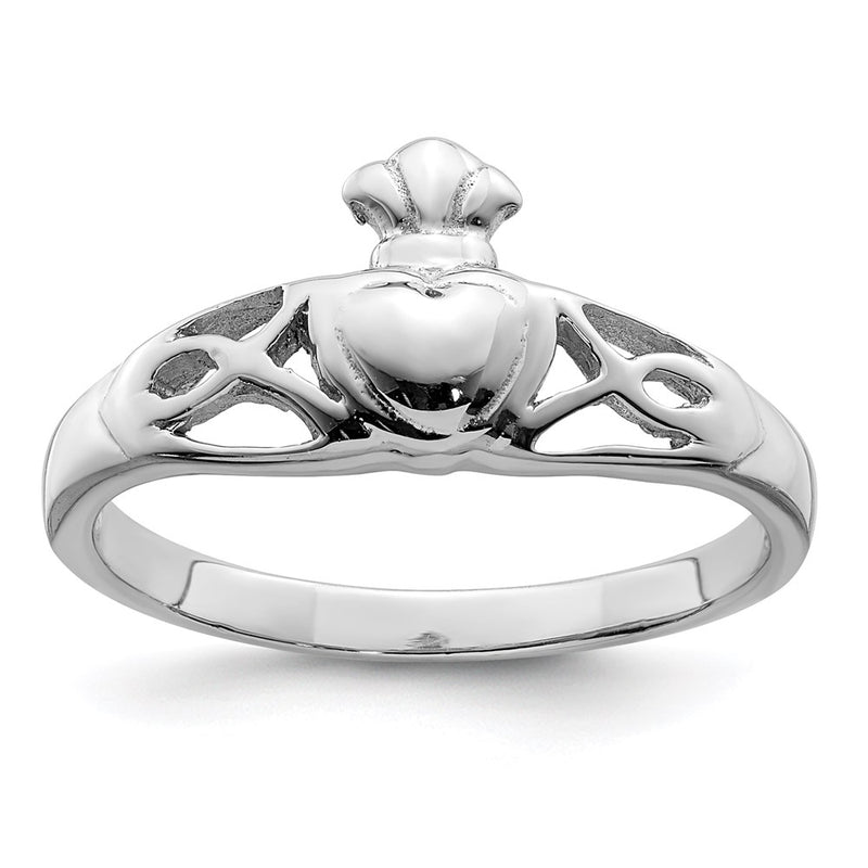 Sterling Silver Rhodium Plated Polished Celtic Ring