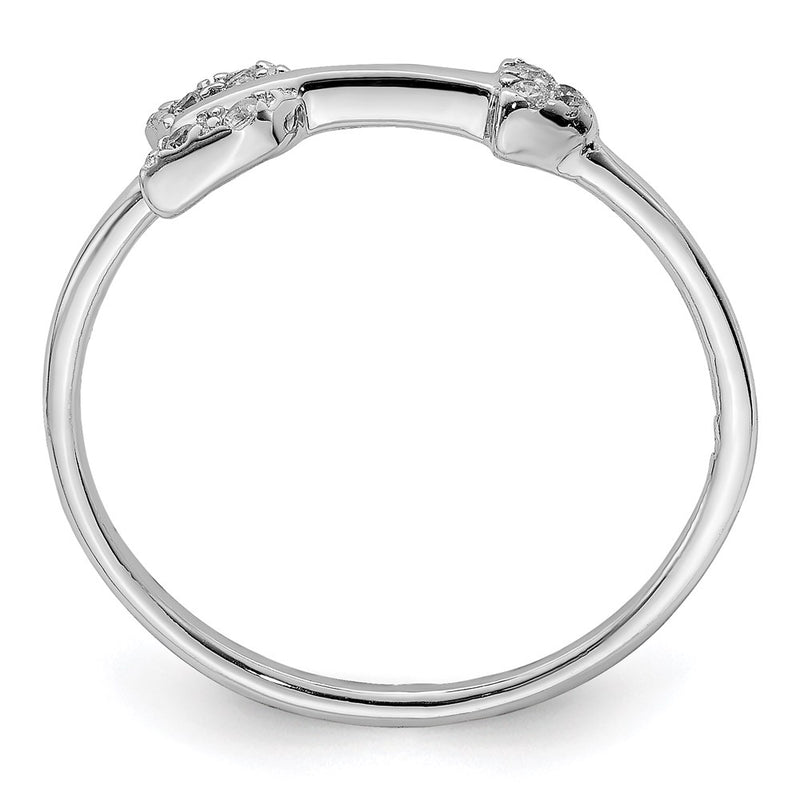 Sterling Silver Rhodium Plated Polished Cz Arrow Ring
