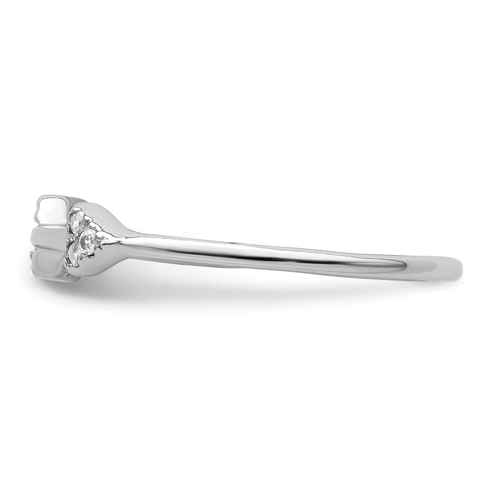 Sterling Silver Rhodium Plated Polished Cz Arrow Ring