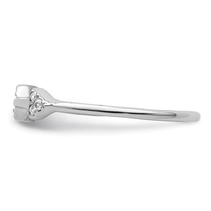Sterling Silver Rhodium Plated Polished Cz Arrow Ring
