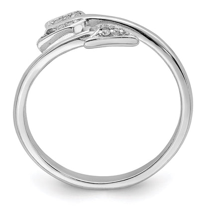 Sterling Silver Rhodium Plated Polished Cz Arrow Adjustable Ring (Size 7 Only)
