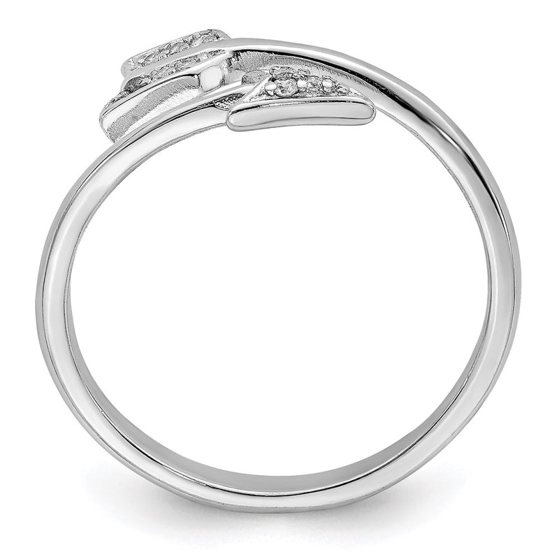 Sterling Silver Rhodium Plated Polished Cz Arrow Adjustable Ring (Size 7 Only)