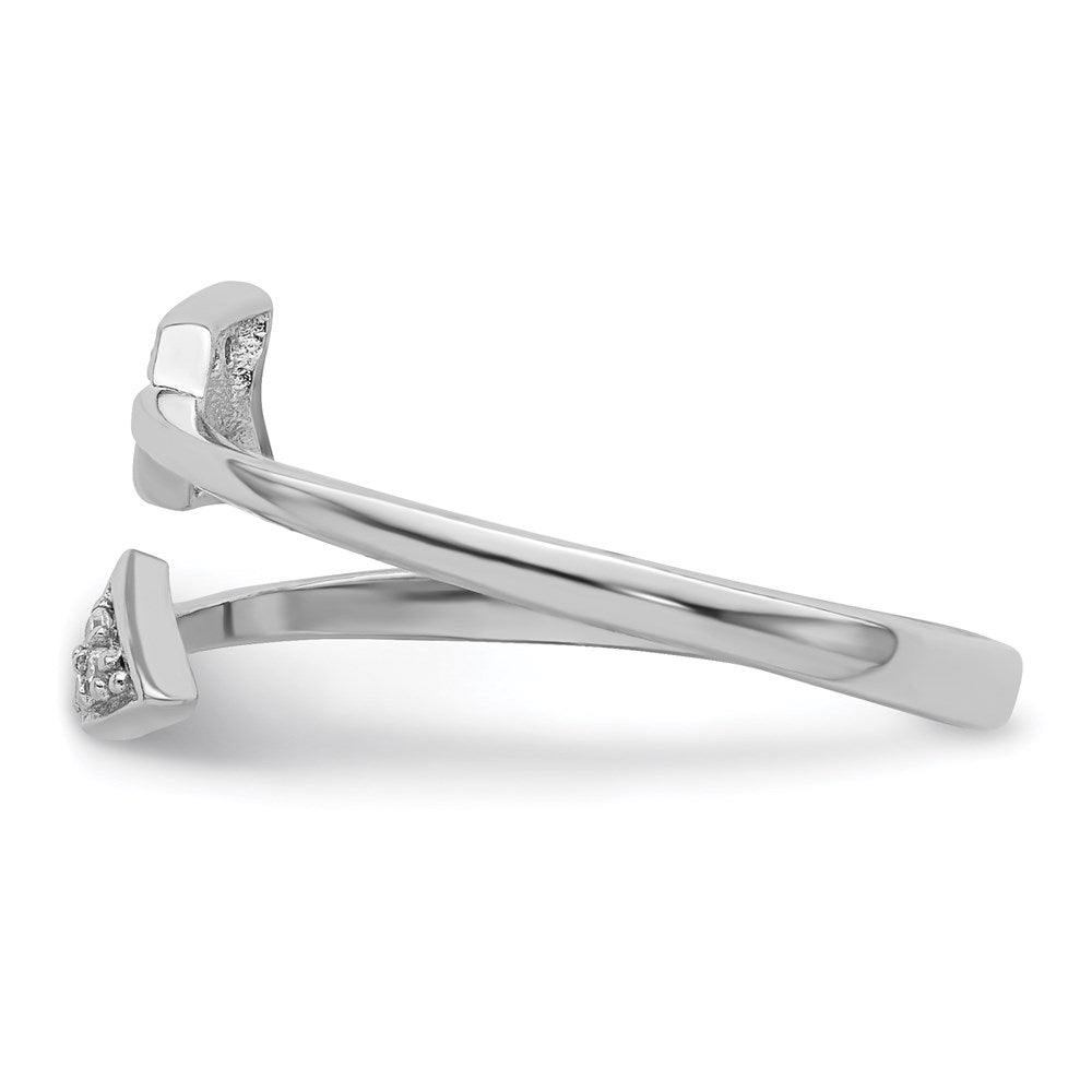 Sterling Silver Rhodium Plated Polished Cz Arrow Adjustable Ring (Size 7 Only)