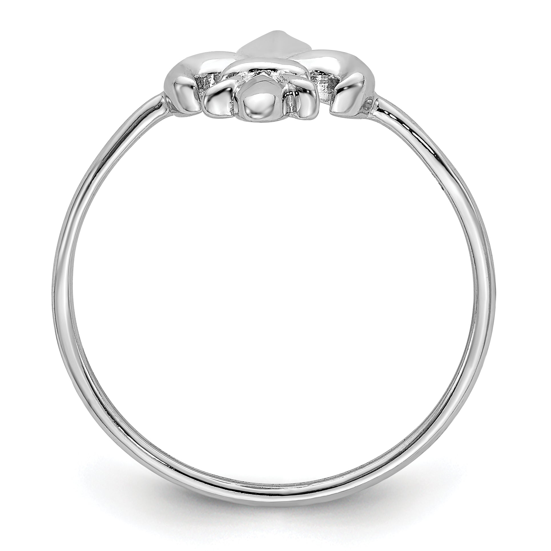 Sterling Silver Rhodium Plated Polished Fleur De Lis Ring