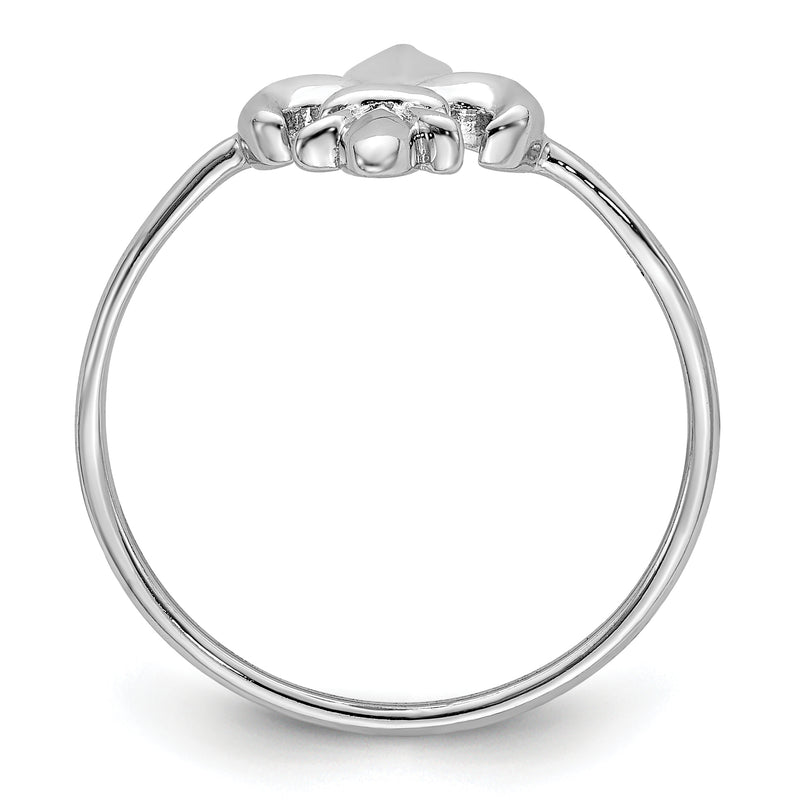 Sterling Silver Rhodium Plated Polished Fleur De Lis Ring