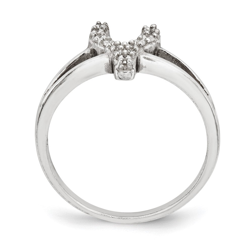 Sterling Silver Polished Cz Wishbone Ring (Size 7 Only)
