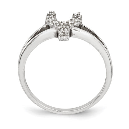 Sterling Silver Polished Cz Wishbone Ring (Size 7 Only)