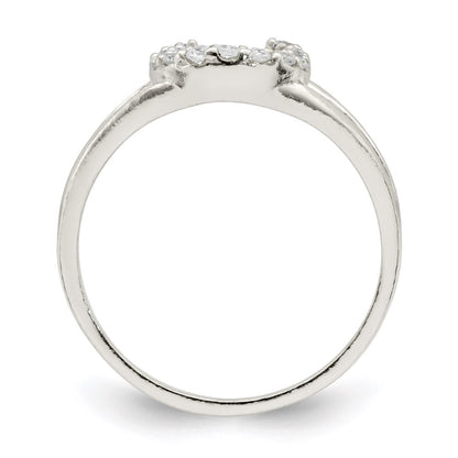 Sterling Silver Polished Cz Horseshoe Ring