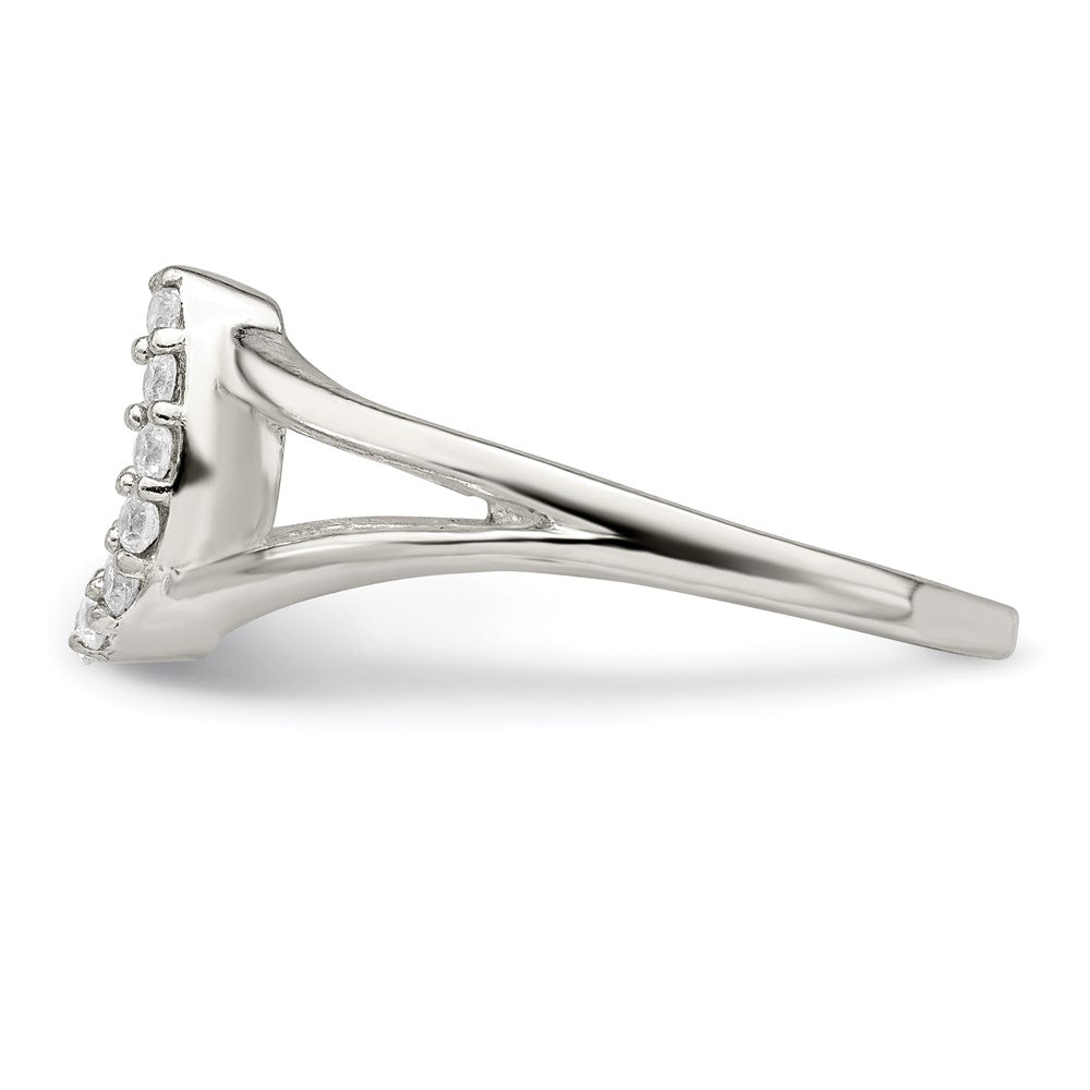 Sterling Silver Polished Cz Horseshoe Ring