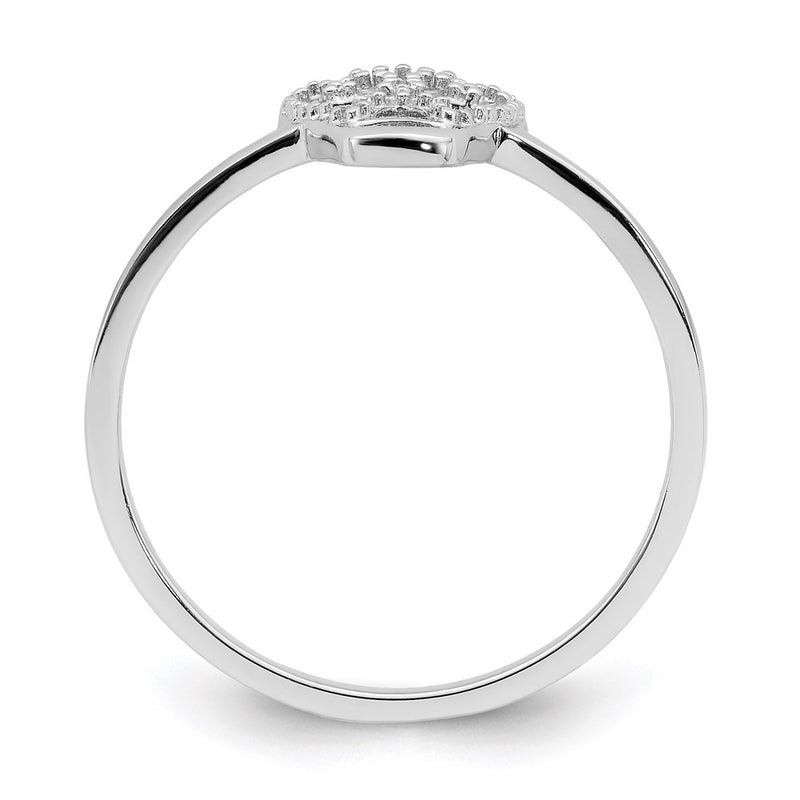 Sterling Silver Rhodium Plated Cz Skull Ring