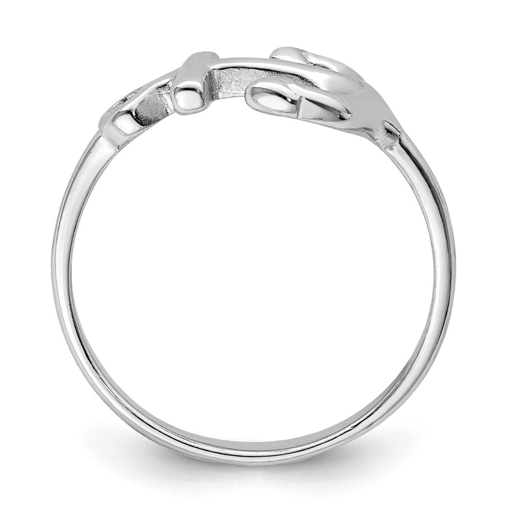 Sterling Silver Rhodium Plated Polished Anchor Ring
