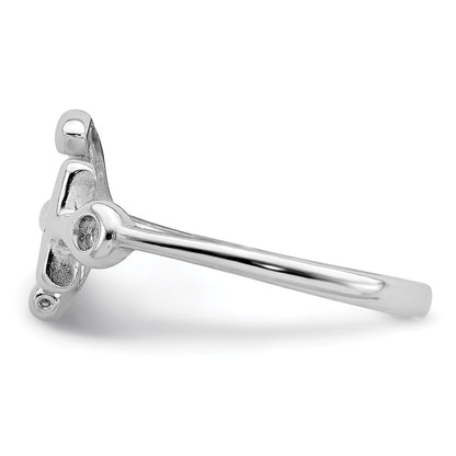 Sterling Silver Rhodium Plated Polished Anchor Ring