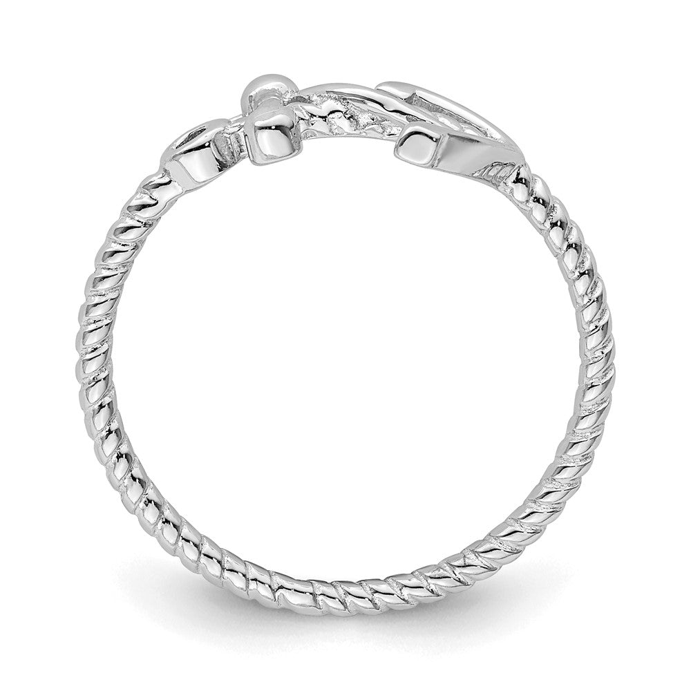 Sterling Silver Rhodium Plated Polished Anchor Ring