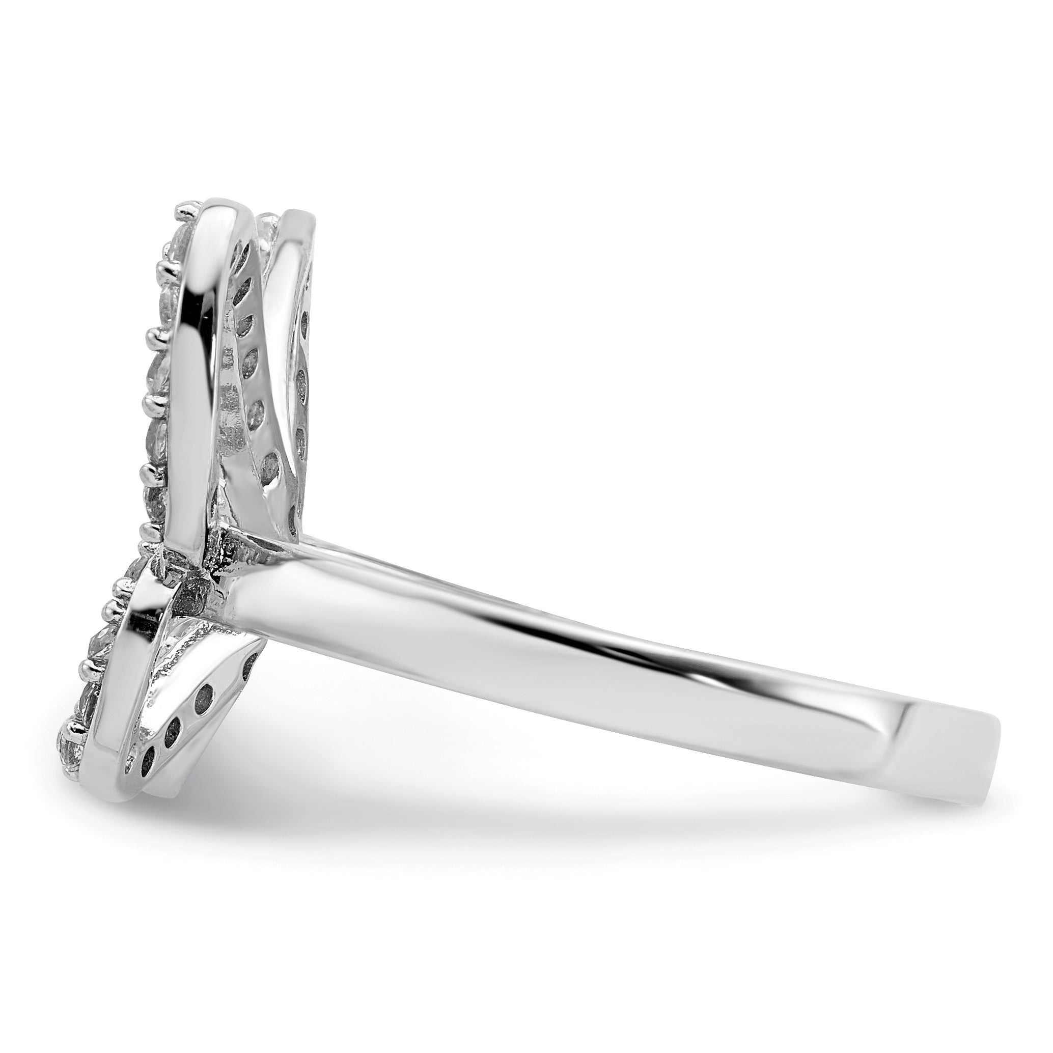 Sterling Silver Rhodium Plated Cz Butterfly Ring
