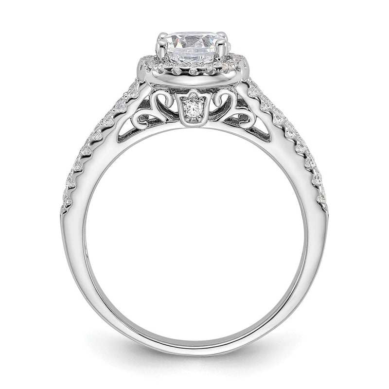 Sterling Silver Rhodium Plated & Cz Ring