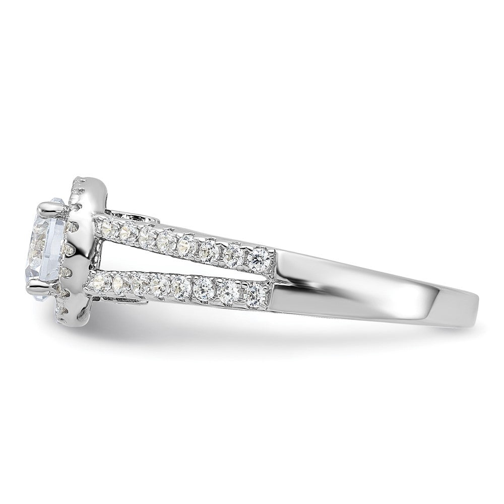 Sterling Silver Rhodium Plated & Cz Ring