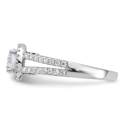 Sterling Silver Rhodium Plated & Cz Ring