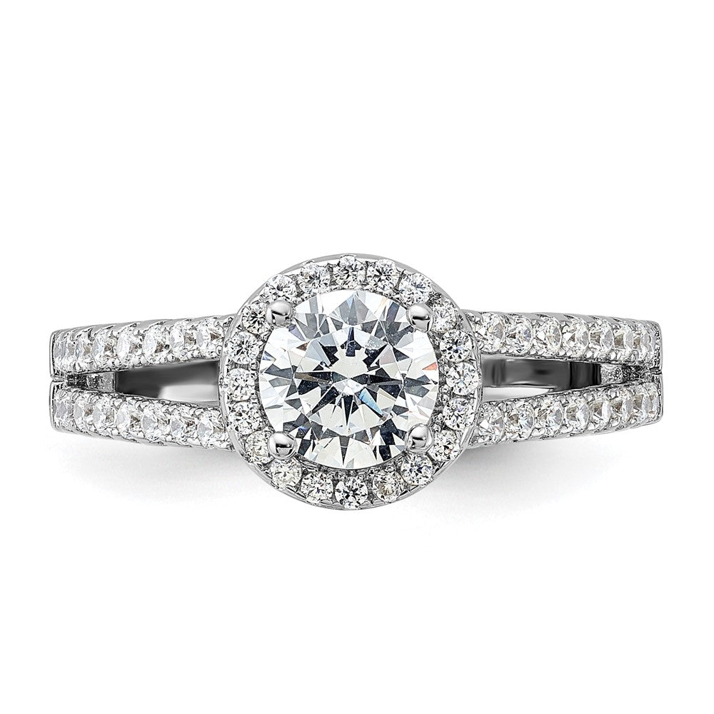Sterling Silver Rhodium Plated & Cz Ring