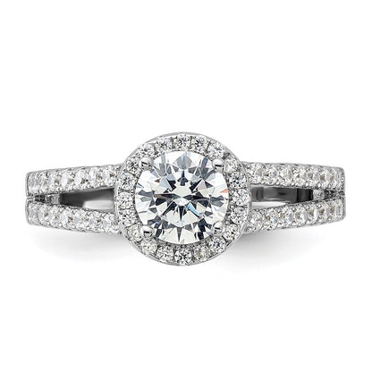 Sterling Silver Rhodium Plated & Cz Ring